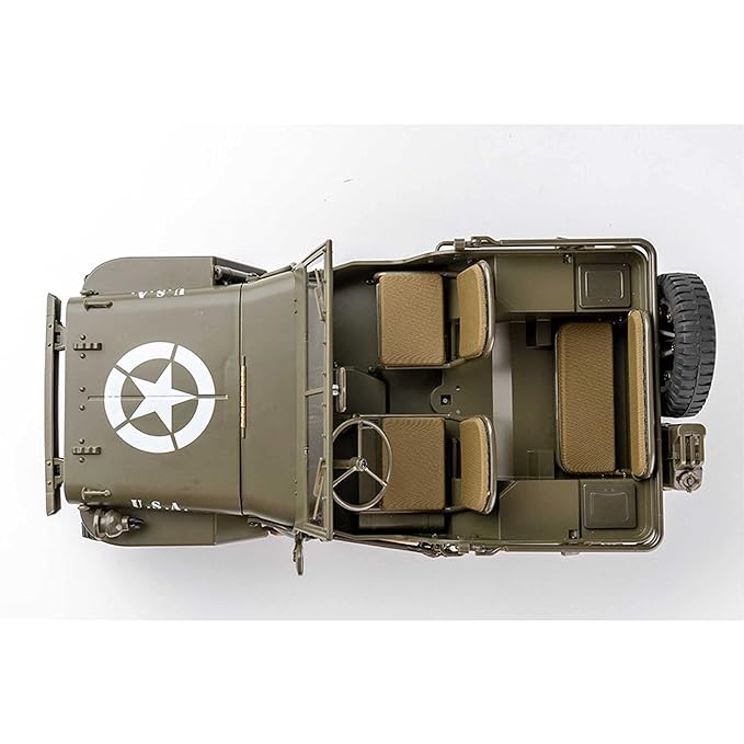 Rochobby RC Car 1/12 1941 MB Scaler 2-Speed Remote Control Military Vehicle, 4WD Off-Road Model Truck RC Rock Mini Crawler with Transmitter Battery and Charger – Green