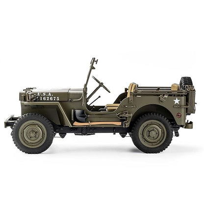 Rochobby RC Car 1/12 1941 MB Scaler 2-Speed Remote Control Military Vehicle, 4WD Off-Road Model Truck RC Rock Mini Crawler with Transmitter Battery and Charger – Green