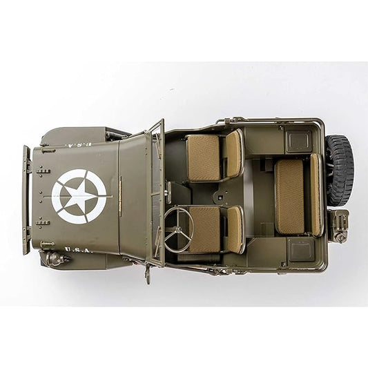 Rochobby RC Car 1/12 1941 MB Scaler 2-Speed Remote Control Military Vehicle, 4WD Off-Road Model Truck RC Rock Mini Crawler with Transmitter Battery and Charger – Green