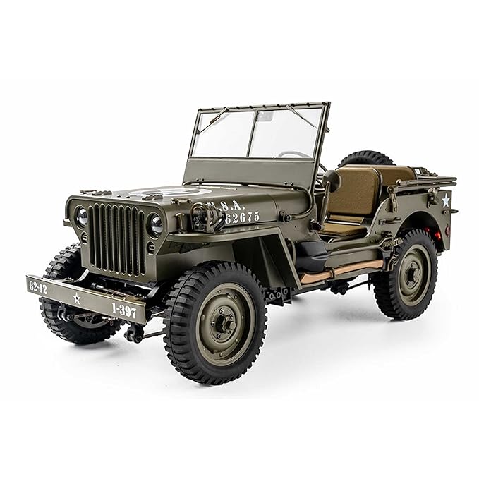 Rochobby RC Car 1/12 1941 MB Scaler 2-Speed Remote Control Military Vehicle, 4WD Off-Road Model Truck RC Rock Mini Crawler with Transmitter Battery and Charger – Green