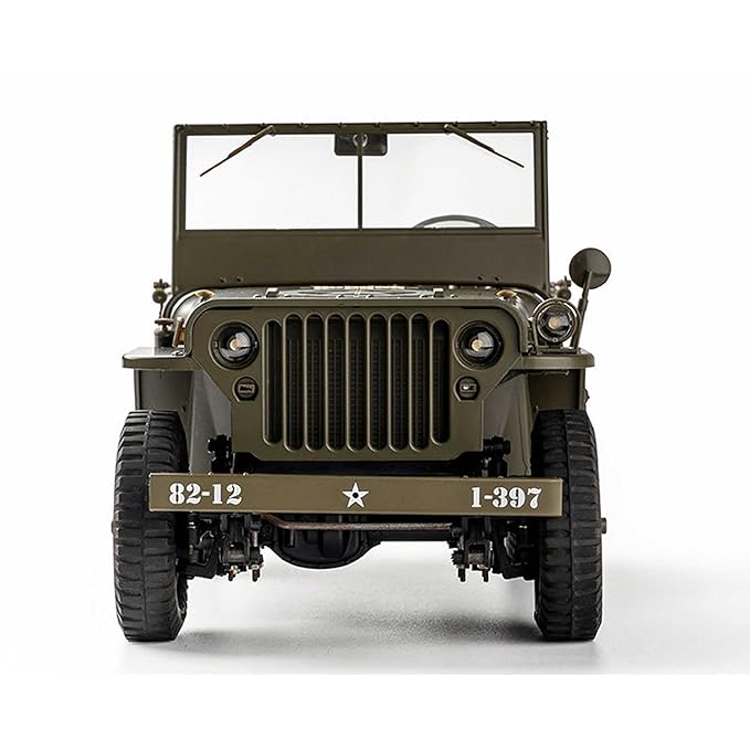 Rochobby RC Car 1/12 1941 MB Scaler 2-Speed Remote Control Military Vehicle, 4WD Off-Road Model Truck RC Rock Mini Crawler with Transmitter Battery and Charger – Green